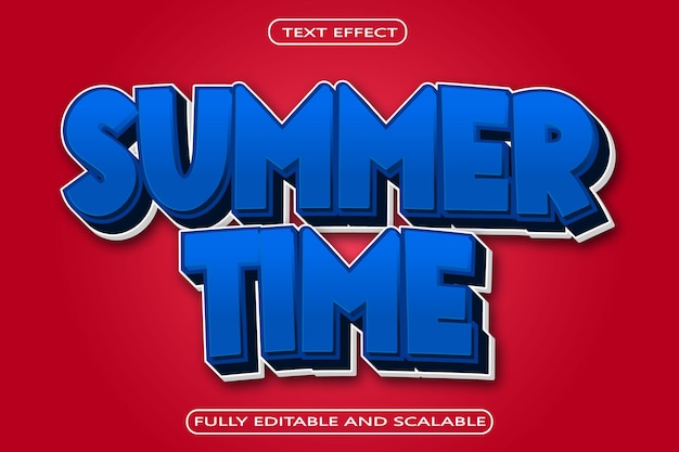 Horario de verano Efecto de texto editable Estilo moderno en relieve en 3 dimensiones