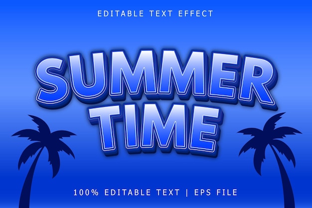 Horario de verano efecto de texto editable estilo moderno en relieve en 3 dimensiones