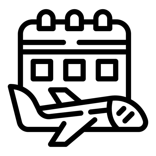 Horario de vuelo del avión icono contorno vector programa de salidas del aeropuerto