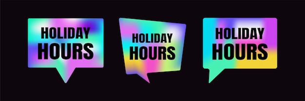 Vector horas de vacaciones pegatinas holográficas