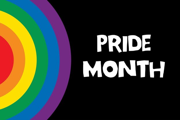 Horizontal orgullo mes vector fondo colores del arco iris cita tipografía cartel estandarte