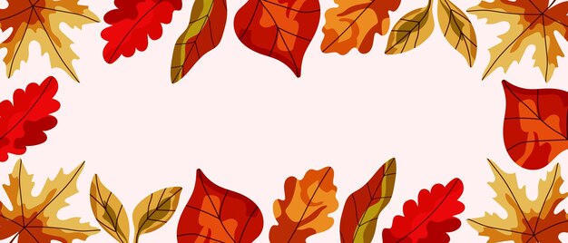 Horizontal de otoño con hojas de otoño creativas y lugar para el texto