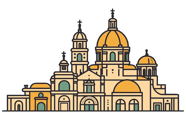 Vector horizonte de la ciudad de méxico sobre un fondo blanco ilustración vectorial plana arte de líneas de la ciudad de méxico