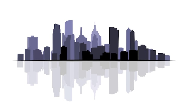 un horizonte de la ciudad con un reflejo del horizon de la ciudad