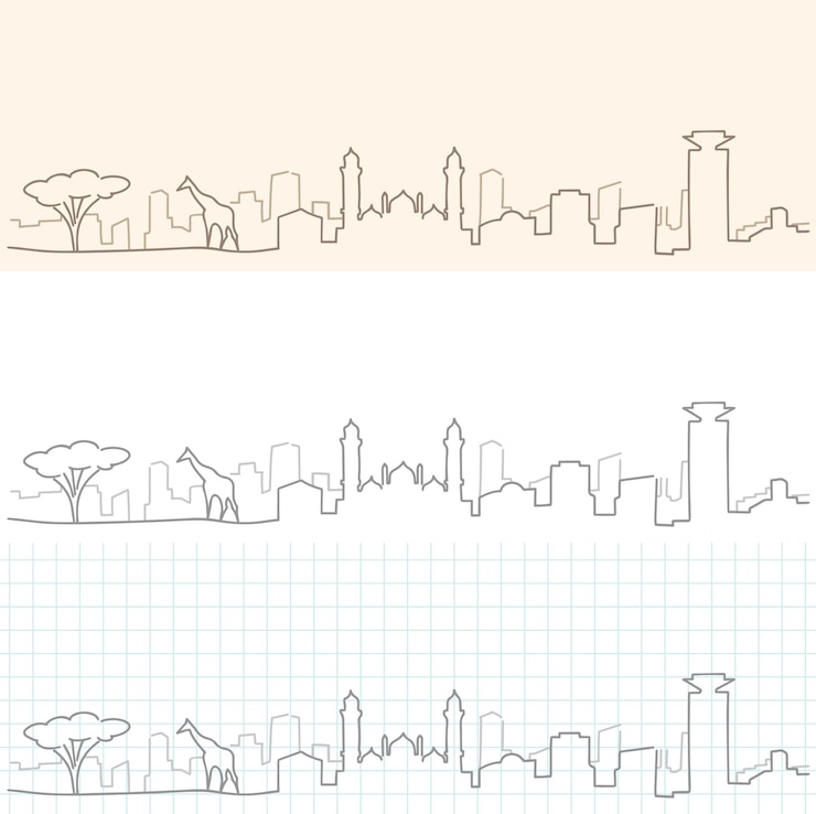 Vector horizonte dibujado a mano de nairobi