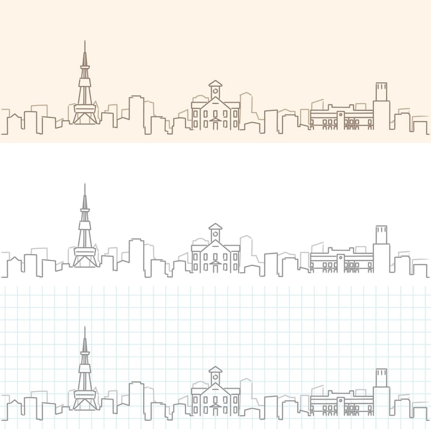Horizonte dibujado a mano de Sapporo