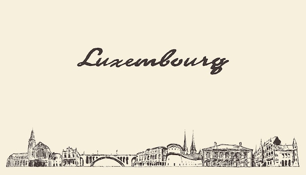 Horizonte de Luxemburgo, ilustración vectorial dibujada a mano, boceto