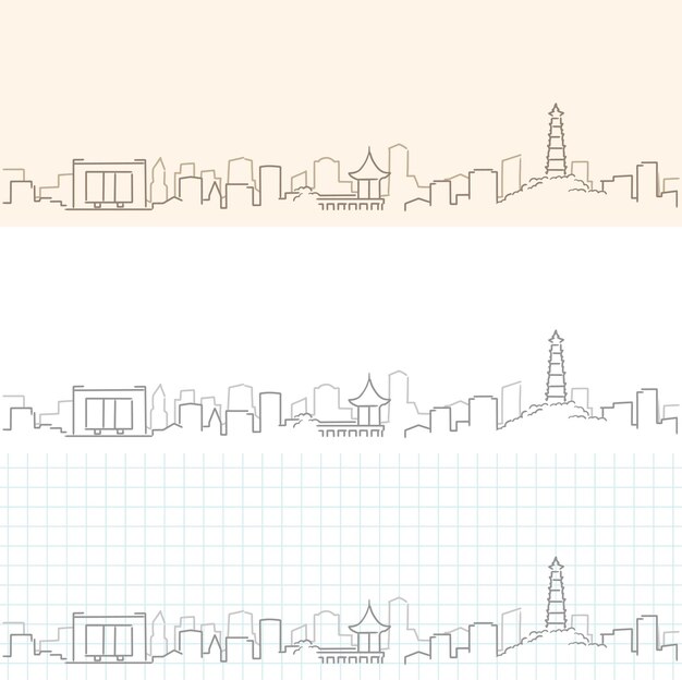 Vector horizonte de perfil dibujado a mano de dongguan