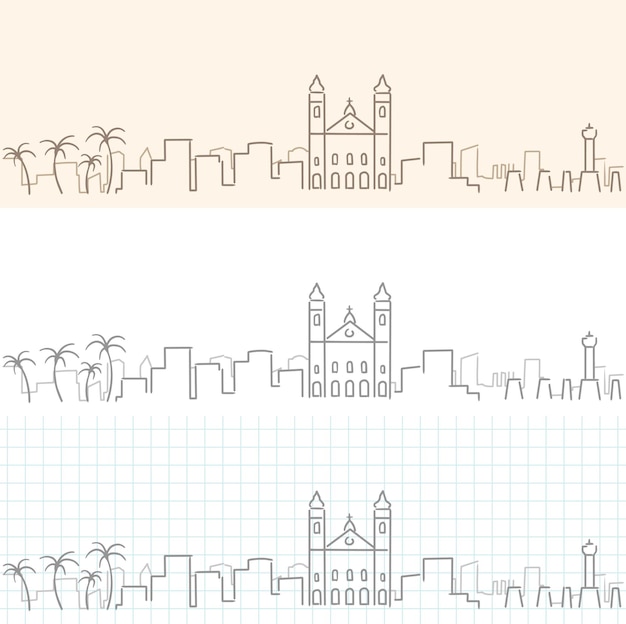 Vector horizonte de perfil dibujado a mano de maceió