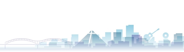 Horizonte de puntos de referencia de degradado de capas transparentes de Memphis