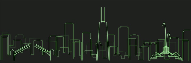 Horizonte de rastro de luz de tecnología futurista de Chicago