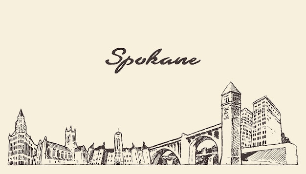 Horizonte de spokane, washington, estados unidos