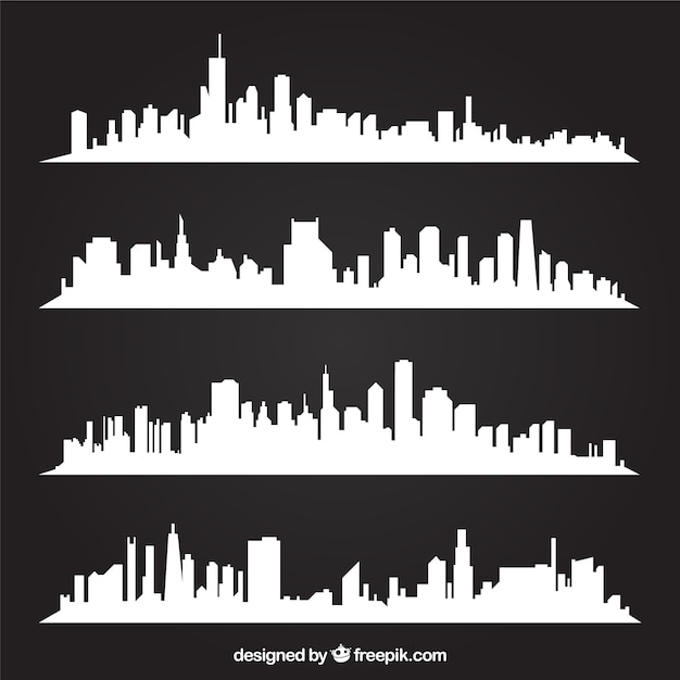 Vector horizontes de ciudad blancos