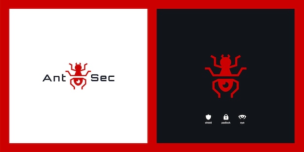 Hormiga con diseño de logotipo de tecnología de seguridad.