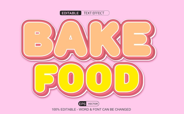 Hornear comida efecto de texto editable vector EPS con lindo fondo