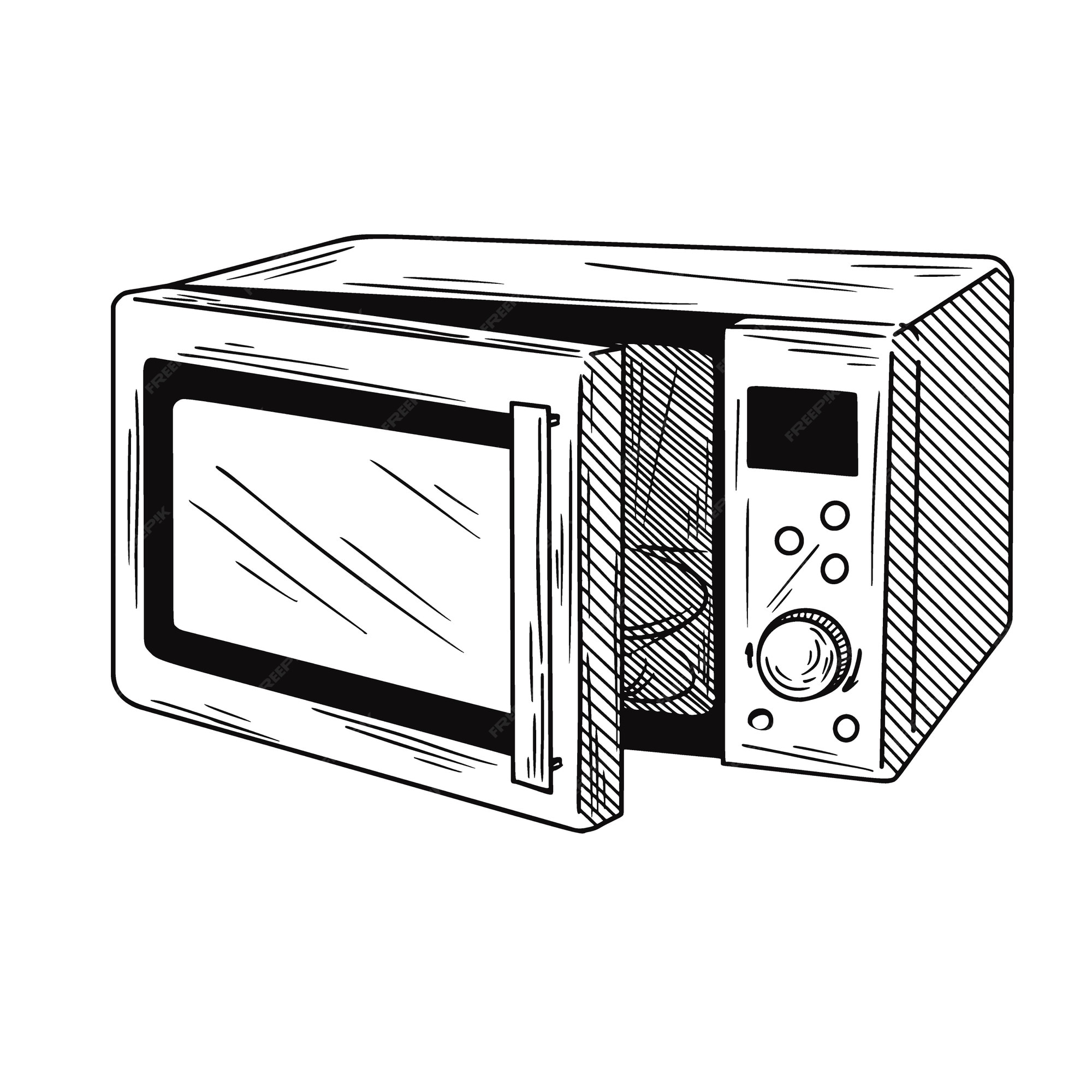 Horno de microondas sobre fondo blanco. ilustración de un estilo de dibujo.  | Vector Premium