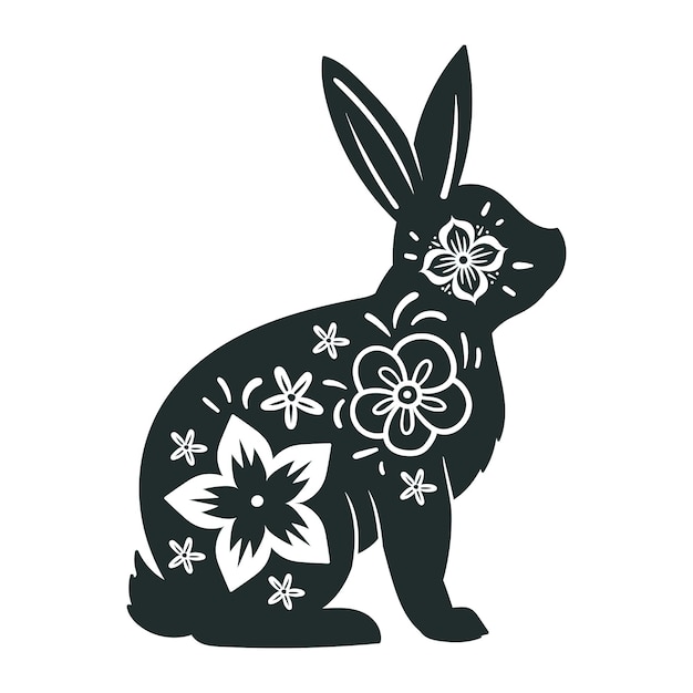 Horóscopo símbolo del conejo Año Nuevo lunar chino silueta de animal oriental calendario astrológico del zodiaco signo de liebre ilustración vectorial plana icono del horóscopo tradicional