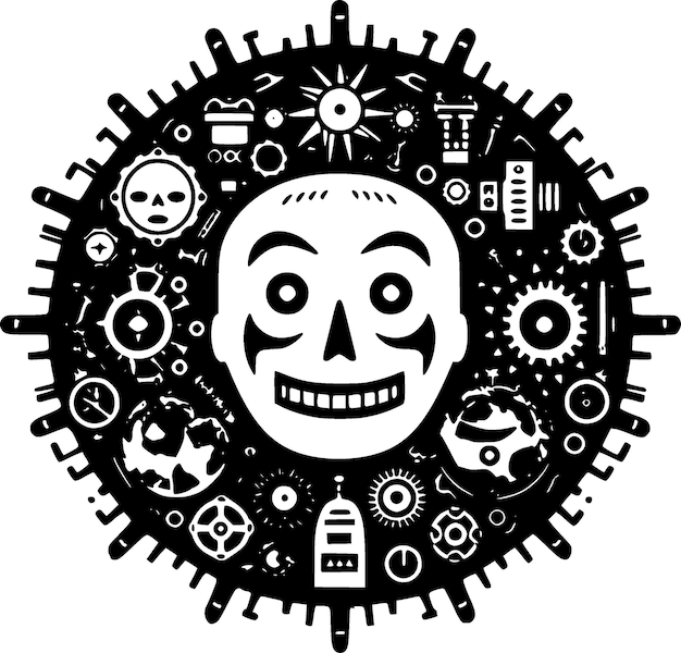 Horror blanco y negro icono aislado ilustración vectorial