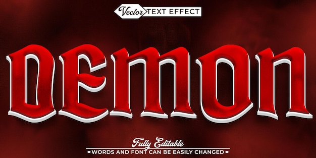 Horror Red Demon Vector Modelo de efecto de texto editable