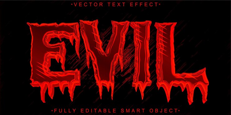 Vector horror red evil vector objeto inteligente totalmente editable efecto de texto