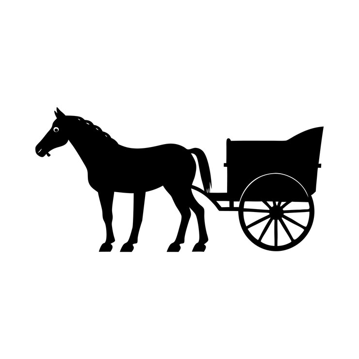 Horse-drawn cart silhouette