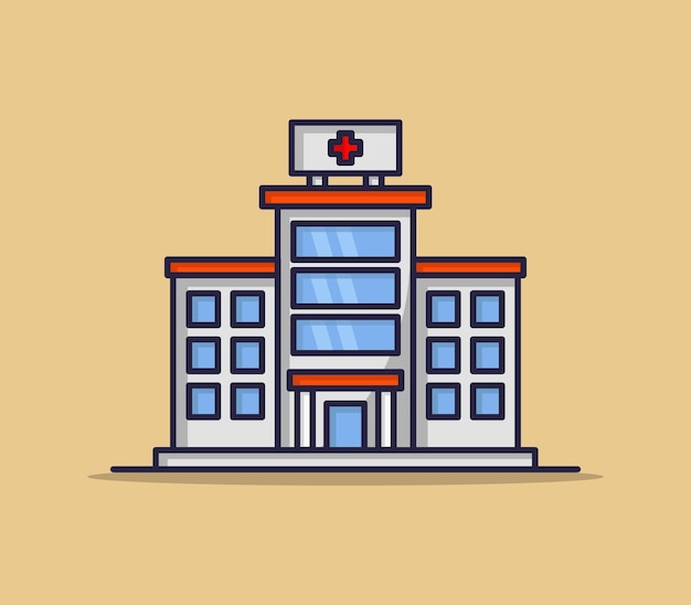 Hospital ilustrado en estilo de dibujos animados | Vector Premium