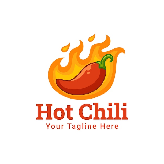 Hot chili logo fire burns hot para restaurante de comida picante logotipo de fondo blanco aislado