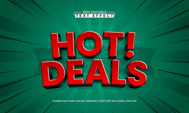 hot deals efecto de texto editable con un estilo de texto de promoción y venta