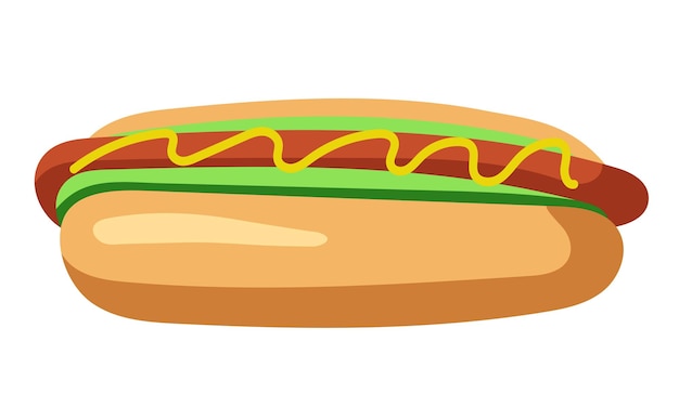 Hot Dog de dibujos animados Vector Hot Dog aislado en fondo blanco Vector clipart