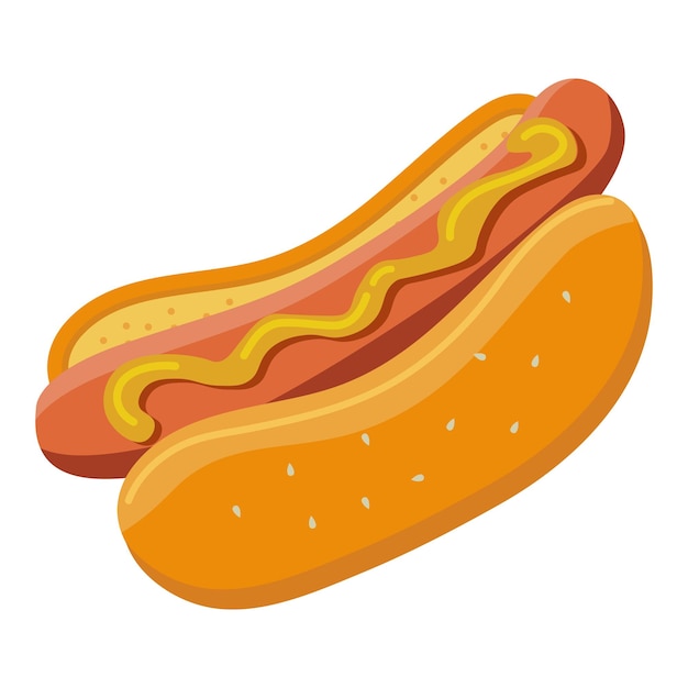 Hot dog en estilo de dibujos animados plano sobre un fondo aislado. diseño de plantilla de logotipo, insignia para comida rápida,