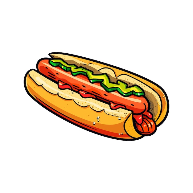 Hot dog Hotdog ilustración dibujada a mano Vector doodle estilo dibujos animados ilustración