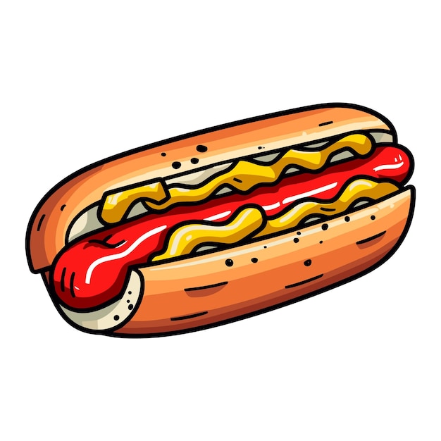 Hot dog Hotdog ilustración dibujada a mano Vector doodle estilo dibujos animados ilustración