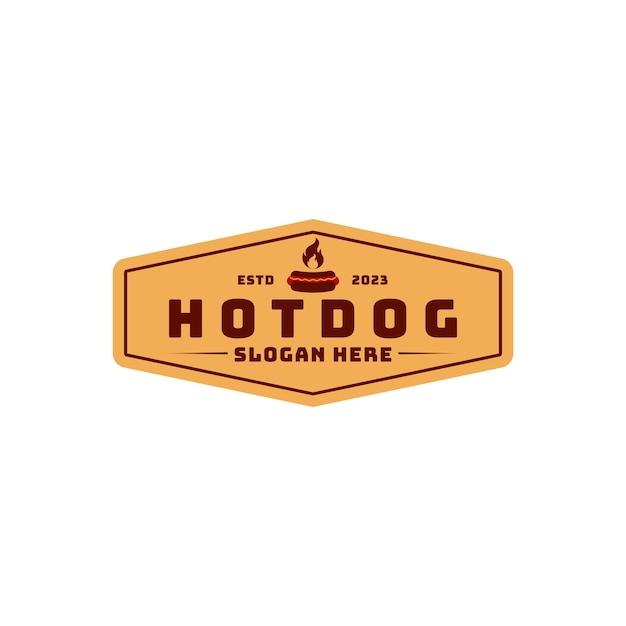 Vector hot dog logo diseño vintage retro idea creativa