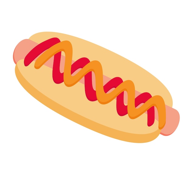 Hot dog con mostaza y ketchup ilustración vectorial Concepto de comida rápida