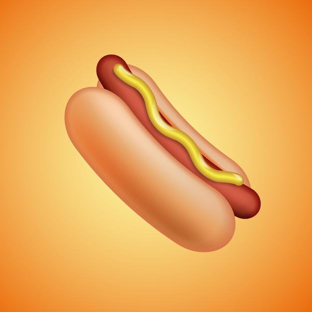 Vector hot dog con mostaza, símbolo emoticon, ilustración