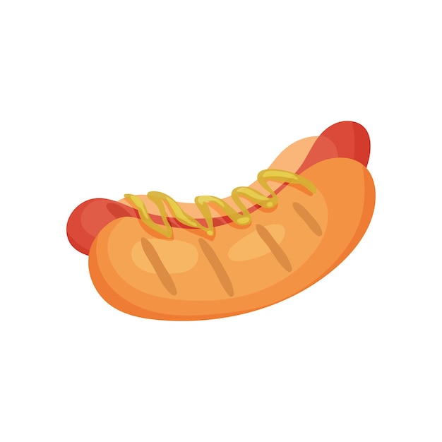 Hot dog con mostaza vector ilustración sobre un fondo blanco