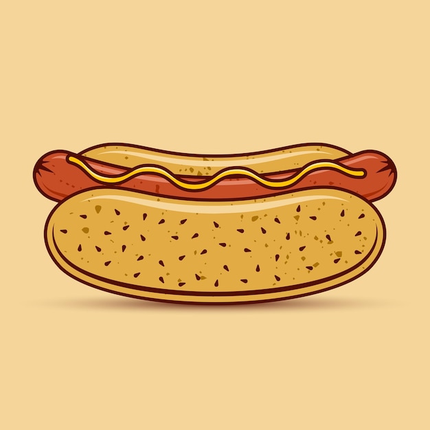 Vector hot dog vector ilustración coloreada en estilo de dibujos animados objeto gráfico de comida rápida