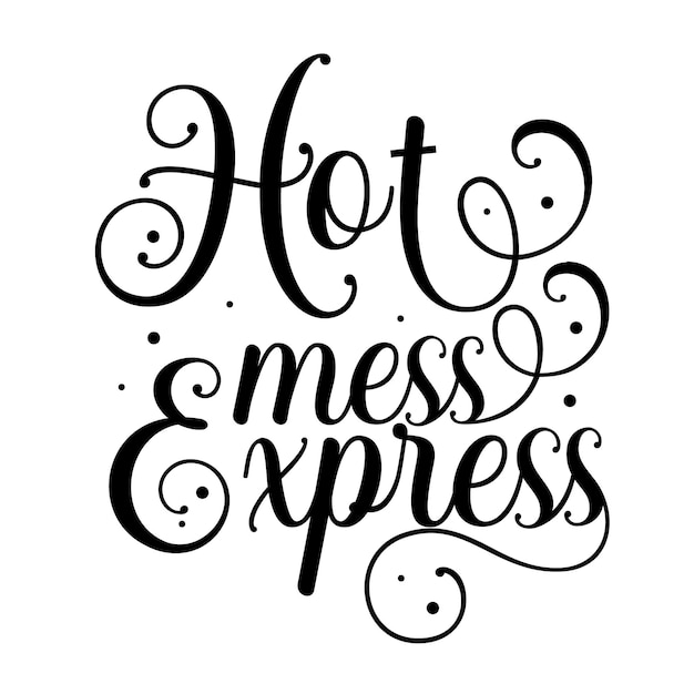 Hot mess express elemento de tipografía único diseño vectorial premium