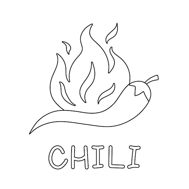 Hot Red Chili Pepper con fuego Diseño de ilustración de vector plano aislado en blanco