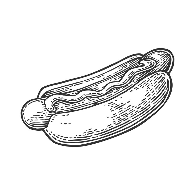 Vector hotdog aislado sobre fondo blanco vector vintage grabado ilustración para cartel menú web banner info gráfico