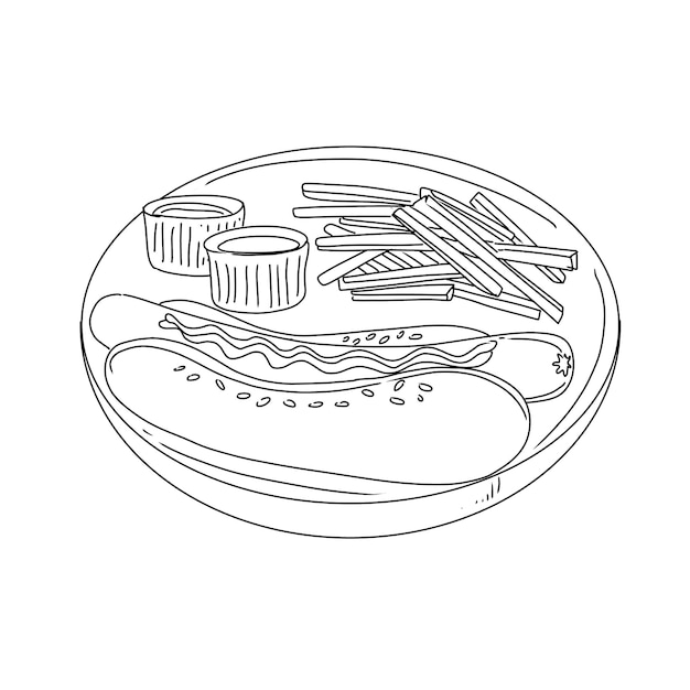 hotdog dibujado a mano doodle ilustraciones vector conjunto