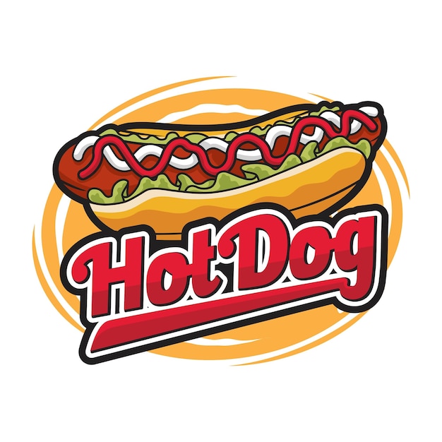 Vector hotdog logo mascot design diseño de logotipo de sándwich de hotdog