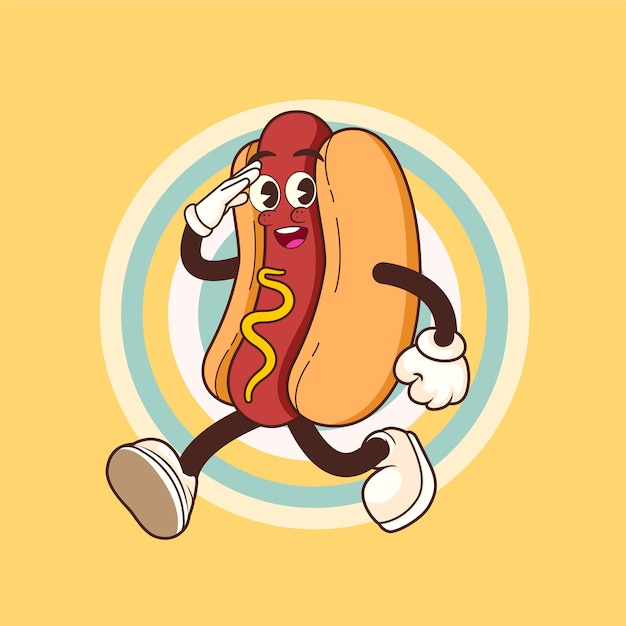 HOTDOG RESPECT VINTAGE Ilustración del personaje de la mascota