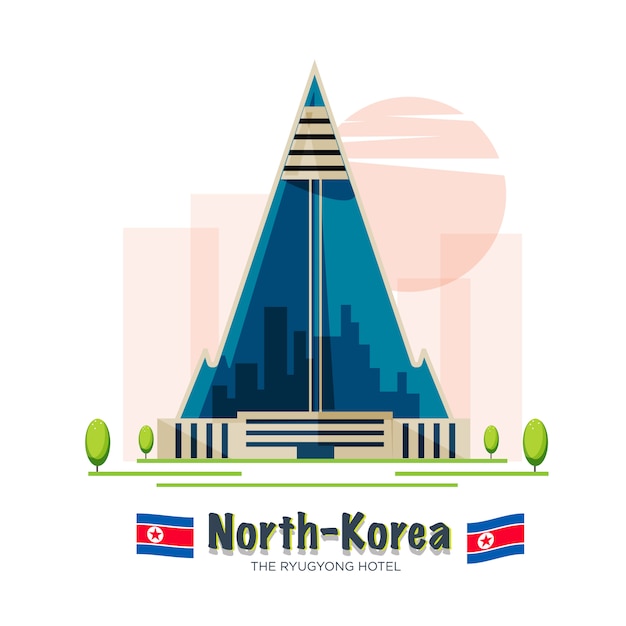 Vector hotel ryugyong. pyongyang, corea del norte