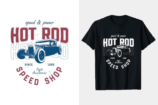 Hotrod car Vector Speed Shop diseño de camiseta vintage diseño de camiseta de auto viejo