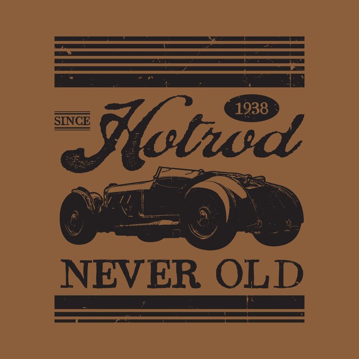 Hotrod nunca vieja camiseta de automóvil diseño gráficos vectoriales