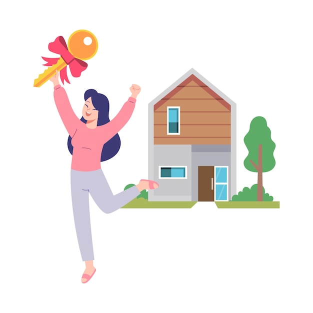 Vector houce regalo gratuito vector icono de ilustración lindo casa plana en el hogar