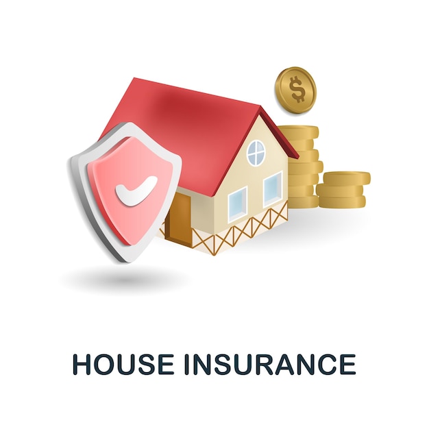 House Insurance icono 3d ilustración de la colección de seguros Creative House Insurance icono 3d para plantillas de diseño web infografías y más