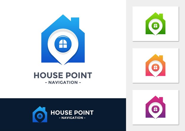 House point logo vector Pin icono con inicio combinación Creative gps mapa punto ubicación símbolo conc