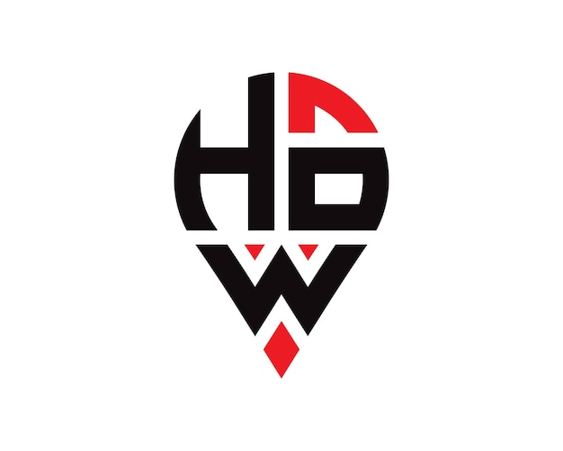 HOW diseño de la forma de la ubicación de la letra HOW diseño simple del logotipo de la ubicación de la letra